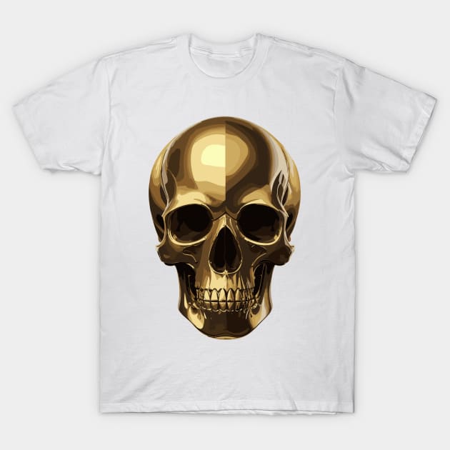 Golden scull T-Shirt by PurpleSpacetime